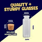 Corked Lid Glass Craft Bottles 70mm x 26mm 4pk