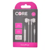 Core Essentials Soundpods/Earphones In-Ear Wired w/ Built-In Mic 3.5mm White
