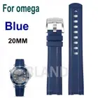 20mm Blue Rubber Watch Strap Band For Omega Seamaster Diver 300m 600m 42MM