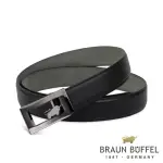 【BRAUN BUFFEL 德國小金牛】台灣總代理 沉穩紳士鏤空LOGO自動扣皮帶-鎗色(BF21B-RO223T-SGU)