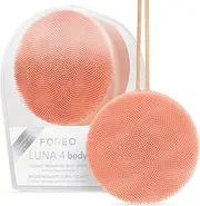 FOREO Luna 4 Body Brush - Exfoliating Body Scrubber - Premium Lymphatic Drainage Skincare Tool - IP68 Waterproof - Strawberry Legs Treatment (Peach Perfect)
