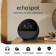 Echo Spot - Smart Alarm Clock with Alexa for Nightstands, Offices & Kitchens