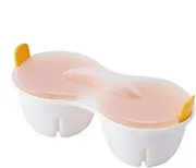 Microwave Egg Boiler - Poached Egg Maker | Nonstick Microwave Egg Poacher | 2-Cavity Microwave Egg Cooker, Heat Resistant Microwave Poacher with Lid, Egg Boiler for Microwave, Kitchen Gadget for Home