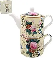 Leonardo Collection William Kilburn Kilburn Teapot & Cup Set | Ceramic Tea Gift Set | Lovely Printed Tea for Home & Office