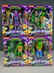 TMNT Turtles in Time 4PK Figures RAPHAEL MICHELANGELO SHREDDER LEATHERHEAD