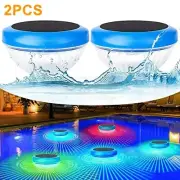 2PCS Solar Floating Pool Lights for Swimming Pool Waterproof RGB Color Changing
