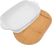ELAYARD Ceramic Roasting Plate with Base Versatile Rectangular Baking Dish for Oven for Lasagna Pizza Cakes and More Heavy Duty Porcelain Bakeware for Family Meals