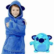 Blanket Sweatshirt Pets Hoodie Plush Blanket Soft Warm Kids Coat Blue