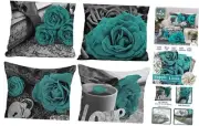 Teal Throw Pillows Covers for Couch 18x18 Set of 4 Flower Teal Decorative