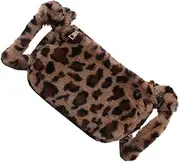 [Healeved] 1pc Mini Plush Cross Body Bag for Women Vintage Leopard Print Shoulder Bag for Storing Keys and Phones for Travel and Shopping