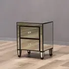 Carl Bedside Table 2 Drawers Cabinet Mirrored Nightstand