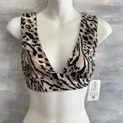 BILLABONG 'Wild Waves' Plunge Reversible Bikini Top S M L XL ) Leopard Print