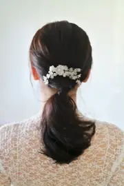 Swarovski Crystal Encrusted Camellia Hair Comb in Sterling Silver | Handmade