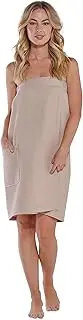 Turquaz Linen Lightweight Knee Length Spa/Bath Waffle Body Wrap with Adjustable Touch Fastener