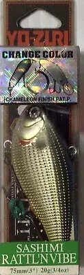 NEW YO-ZURI SASHIMI RATTL'N VIBE LIPLESS CRANKBAIT 3/4 oz & 3" Discontinued