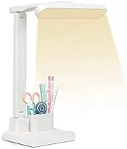 ZUNGGWOK LED Desk Lamp with Pen Organizer,Study Lamp with Phone Holder 3 Color Modes, Stepless Dimming,Eye Caring Touch Control Table Lamp for Home Office Plug in Work