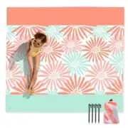 Beach Blanket Extra Large Oversized 9 x 11 ft Colorful Flowers Sandproof Wate...
