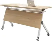Foldable Office Desk With Wheels, Rectangular Modern Training Table, Small Movable Office Conference Table, Multifunctional Training Table For Office, Conference, Training(140*60cm/55.1*23.6in)