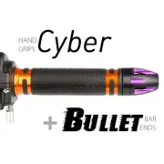 KiWAV Motorcycle Cyber grips Orange with Bullet Bar Ends Purple/Black