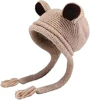[DILINBAO] Cute Frog Hat Women Winter Beanie Cartoon Big Eye Frog Crochet Knitted Hat Warm Ear Flap Hat Fashion Ski Skull Cap