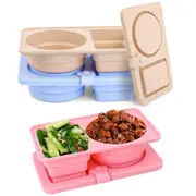 Reusable Silicone Snack Container with Lid Dual Compartment Food Box for Salad
