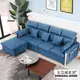 [特價]【多瓦娜】開心果置物L型耐磨皮沙發(四人+腳椅)藍色