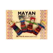 Guatemalan Worry Dolls Genuine Handmade Mayan Fair Trade Four Large dolls w. Bag