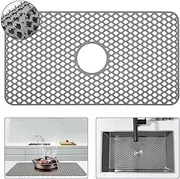 Silicone Sink Protector 28.5"x15.2" Center Drain Hole, Heat Resistant Non-slip Dishwasher Suitable, Large Mat for Bottom of Farmhouse Kitchen Stainless Steel Sink