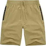 [TBMPOY] Men's Running Athletic Shorts 7 Inch Quick Dry Gym Workout Shorts for Men 3 Zipper Pockets