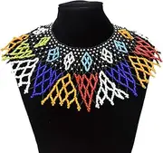[HENGYID] Multicolor African Necklace| African Jewelry| Zulu Beaded Bib Necklace| South African Statement Necklace| Maasai Necklace| Sister Gifts| Color B