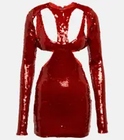 [LaQuan Smith] LaQuan Smith Sequined cutout minidress AU 14 red