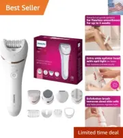 Epilator Series 8000 5 in 1 Shaver for Women, Trimmer, Pedicure & Body Exfoli...