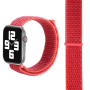 For Apple Watch Series 8,45-mm Case,Nylon Watch Band,Fastener,Rose Red