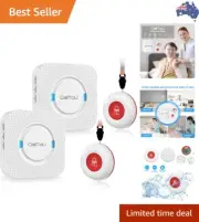 Wireless Caregiver Pager Smart Call System 2 SOS Call Buttons/Transmitters 2 ...