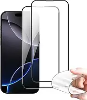 BUCKKO Ceramic Film Screen Protector for iPhone 16 Pro Max, HD Transparent, Anti-Fingerprint, Scratch-Resistant, Full Coverage, No Broken Edges, PET Material, Glossy Finish- 2Pack