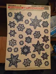 Vintage NOS Snowflake Window Clings Blue Color Clings Reusable Static Made USA