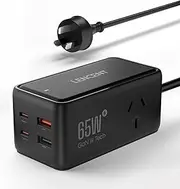 LENCENT USB C Fast Charger, 65W Portable Charging Station Hub Block, 6 Port GaN Charger Power Adapter Plug Cube Brick for Laptop MacBook iPad iPhone Samsung Galaxy etc, Black