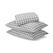 Gingham Cotton Flannelette Sheet Set - King Bed, Grey