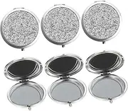 MERRYHAPY 6pcs Compact Makeup Mirror Handbag Mirror Travel Makeup Mirror Portable Mirror Vintage Compact Mirror Make up for Purse Compact Mirrors Travel Wallet Pocket Mirror Silver Mirror