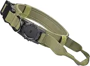 UOSIA Large Dog Collar with Airtag Holder, Control Handle and Metal Buckle, Durable Nylon Adjustable Air Tag Dog Collar(Green, L)