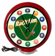 Pool Room Billiards Red Lighted Gas Pump Globe Advertising Style Quartz Clock