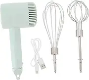 CONGARTENO 1Set Cordless Handheld Egg Mixer USB Rechargeable Electric Beater Compact Kitchen Tool for Easy Mixing and Stirring for Baking and Cooking Green