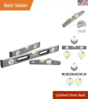 Torpedo Level, 3-Piece Spirit Level Set, 9"Magnetic, 16"Non-magnetic, 24"Non-...