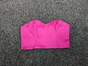 Primark Ladies casual crop top blouse size 16 pink strapless New