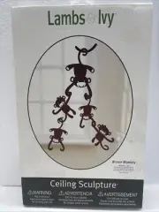 Lambs & Ivy Ceiling Sculpture Brown Monkey Unused Hanging Nursery Decor