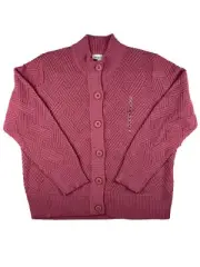 NWT Jones New York Sweater Womens 3X Pink Rose Knit Long Sleeve Button Cardigan