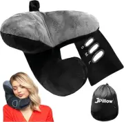 JPillow Travel Pillow for Airplanes - Flight One size fits all, Black/Silver