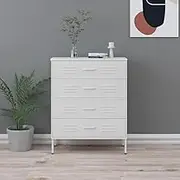 Storage Cabinet with 4 Drawers, Side Cabinet, Sideboard Organizer Unit for Living Room Entryway Bedroom, 80 x 35 x 101.5 cm, Steel