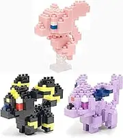 Nanoblocks - 3 Sets Bundle - Espeon (Eifie), Umbreon (Blacky) and Mew - Adjustable Pokemon Characters (Japan Import)