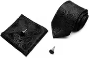 [GerRit] Men's Neckties Men's Tie Business Formal Wedding Tie Necktie Cufflinks Set for Business Wedding